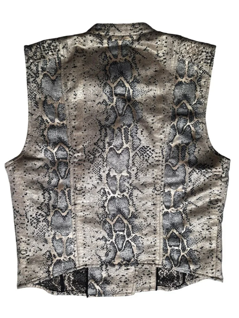 Guess Bernadette Snakeskin Print Metallic Gold Silver Black Moto Style M
